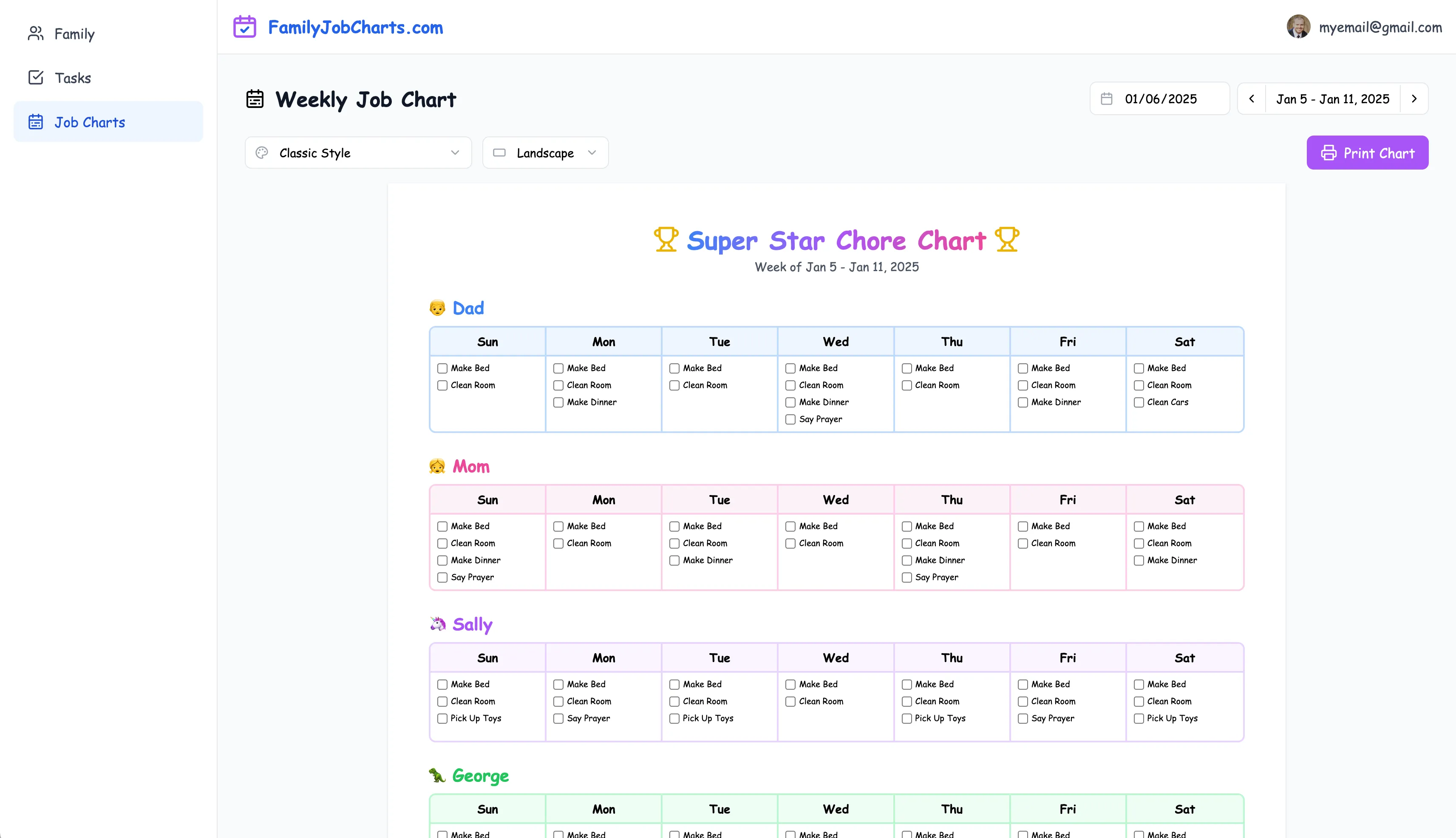 FamilyJobCharts screenshot